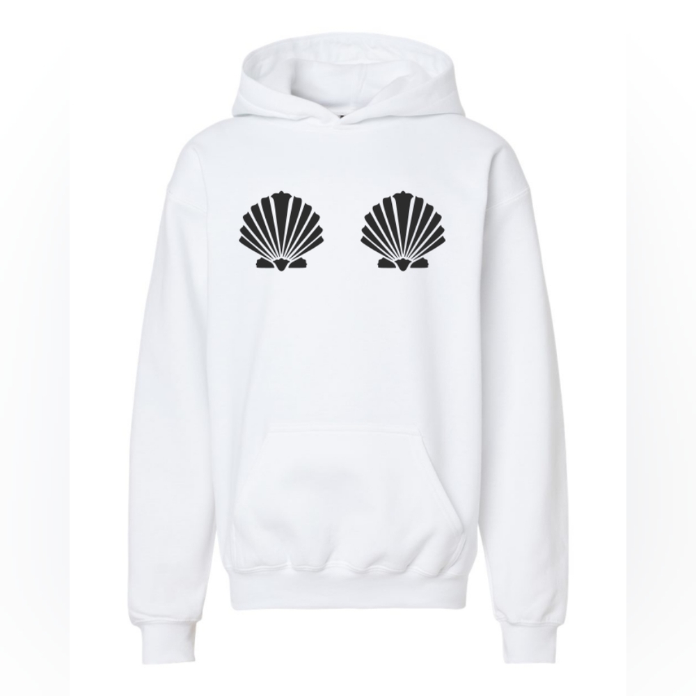 Mermaid shell bra Pullover Hoodie White